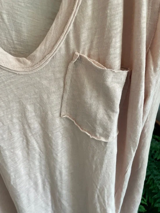 Free People Pale Blush V-Neck Long Sleeve Pocket Tee - Picture 3 of 6